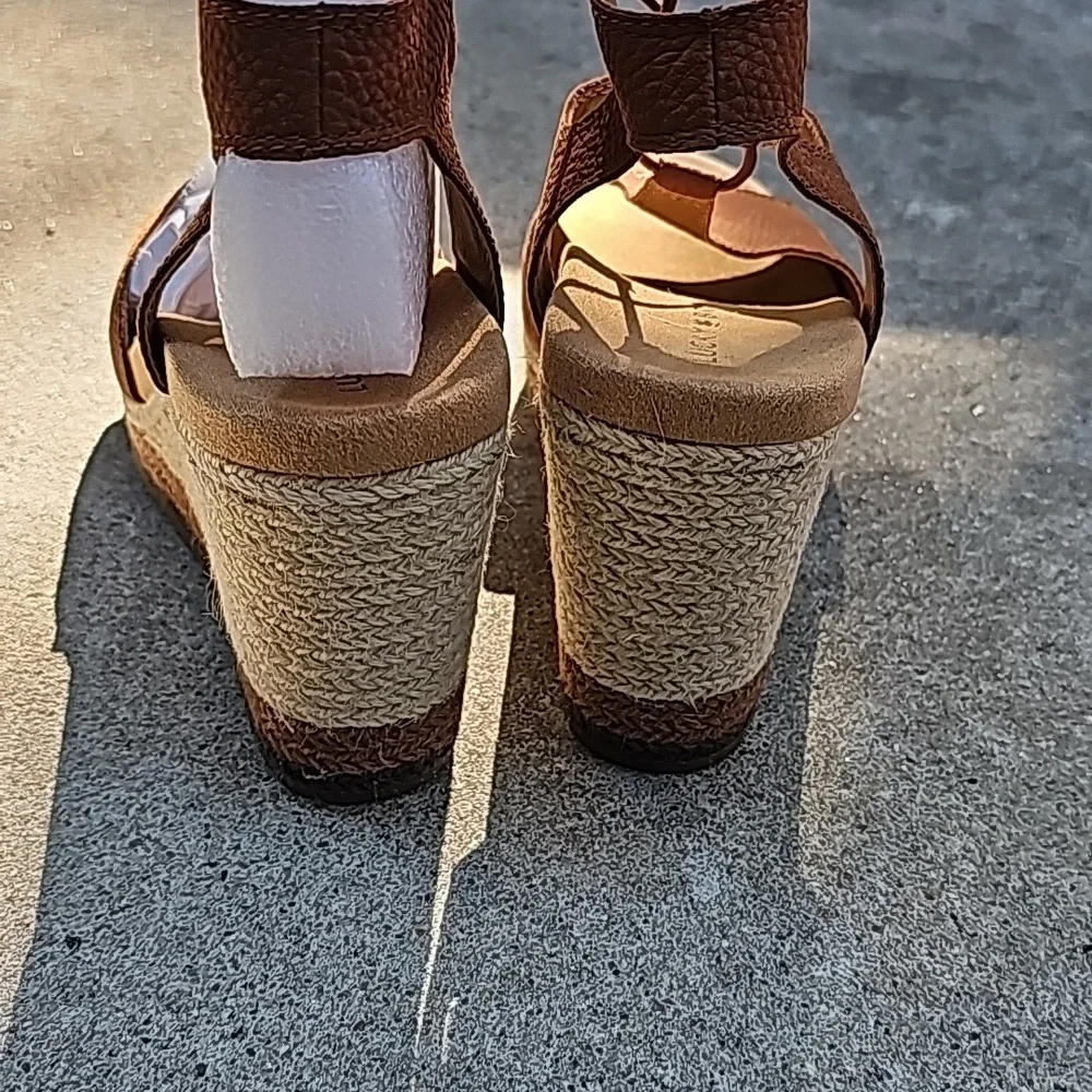 Lucky Brand Yejida Espadrille Wedge Sandal - Maple Sugar Nubuck Leather 7.5 M